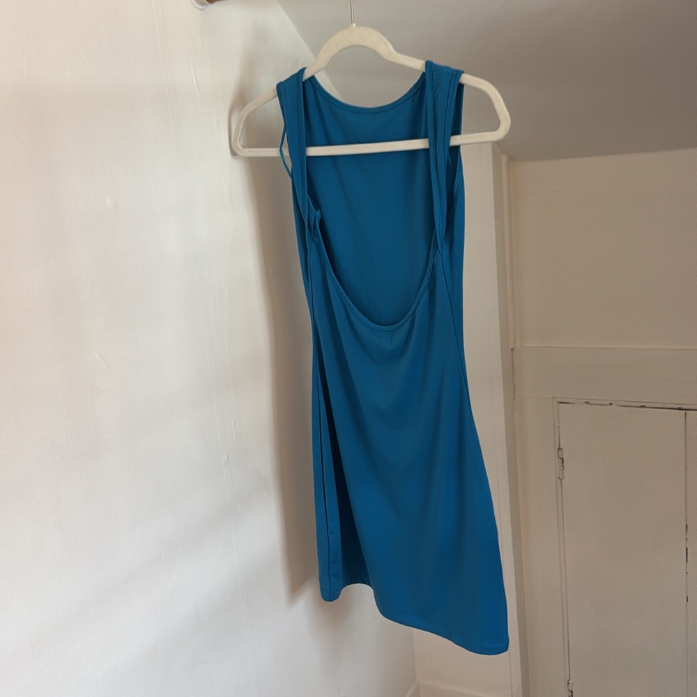 Cotton Candy Blue Cowl Neck Sheath Dress